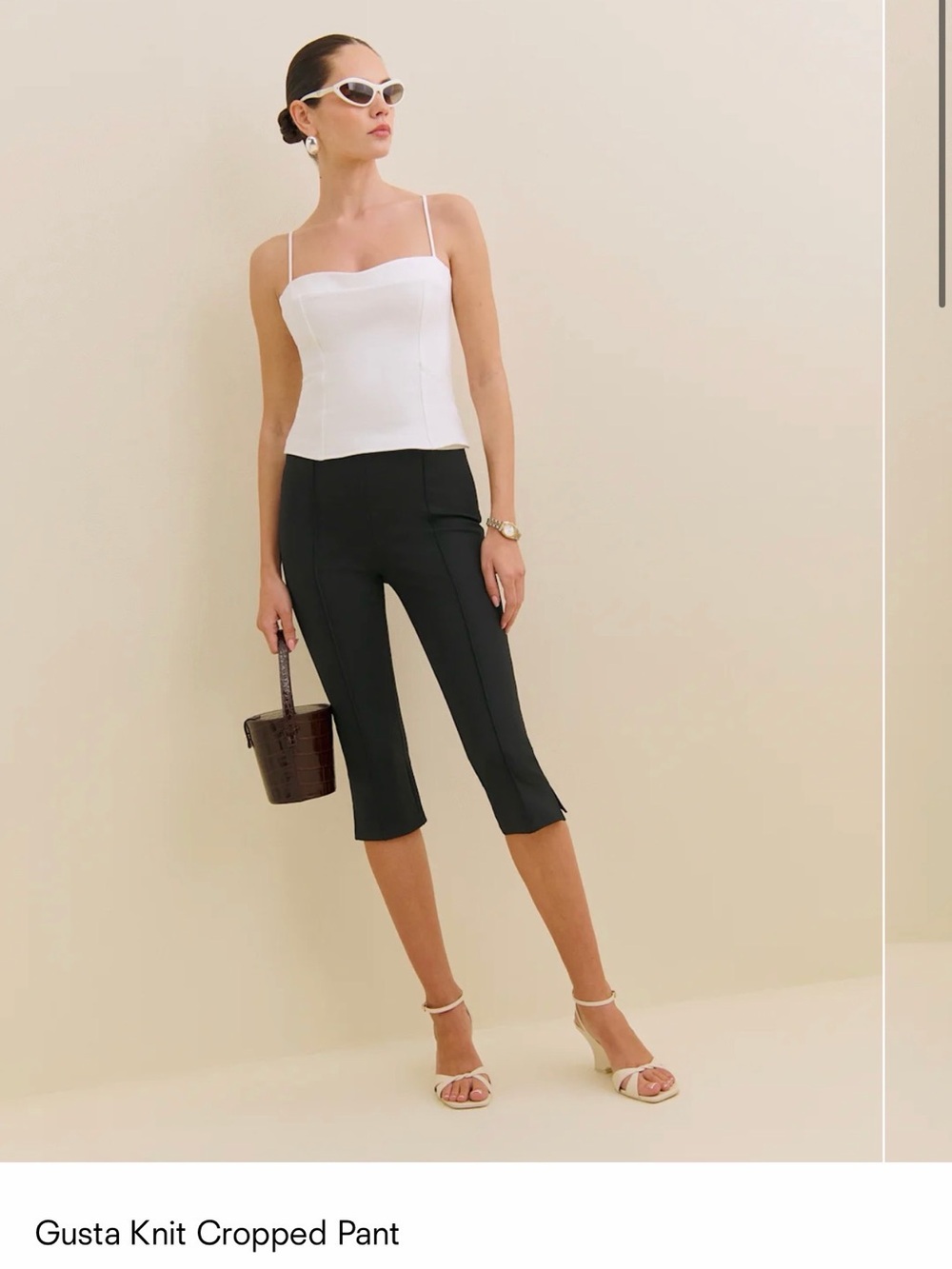 Reformation Black Gusta Knit Cropped Capris